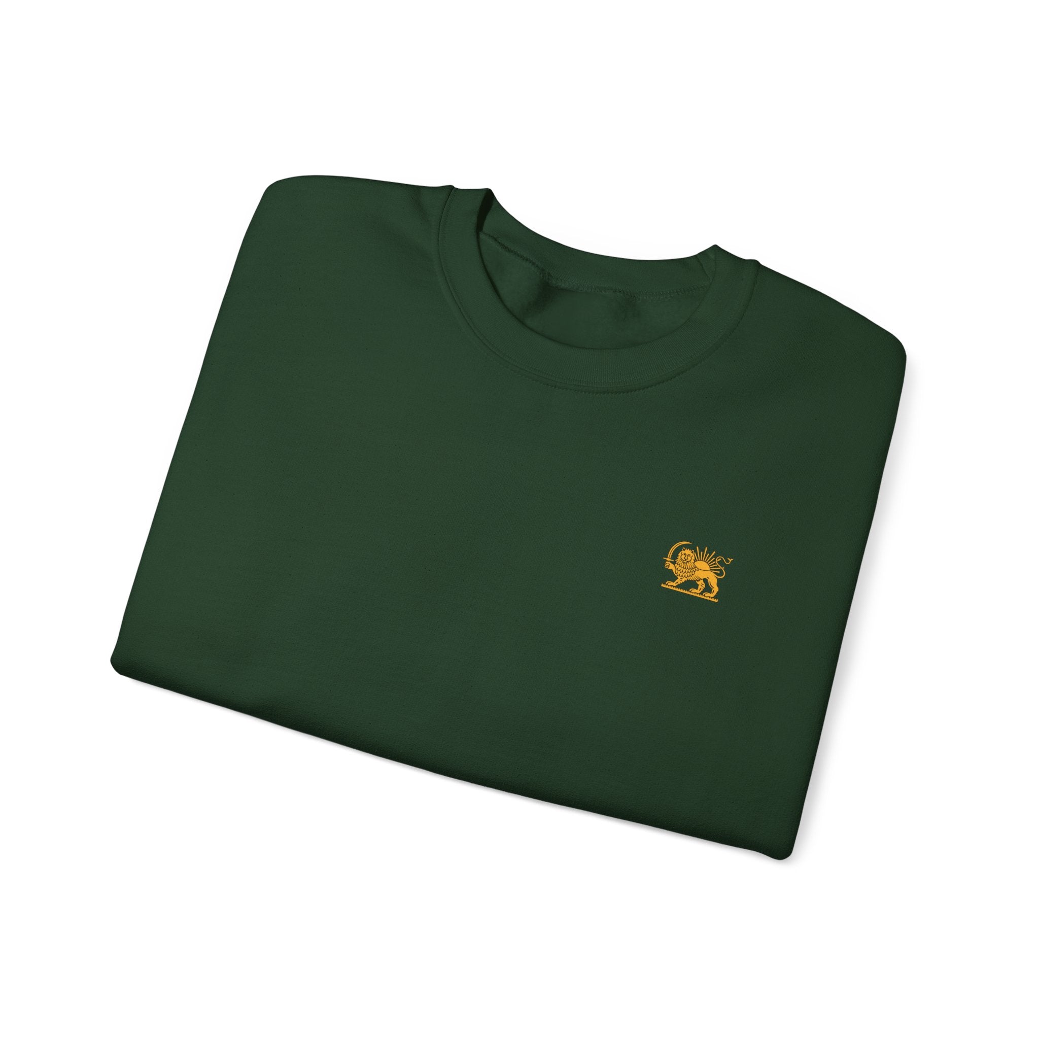 Crewneck Sweatshirt — Small Golden Lion Embroidered Chest Logo