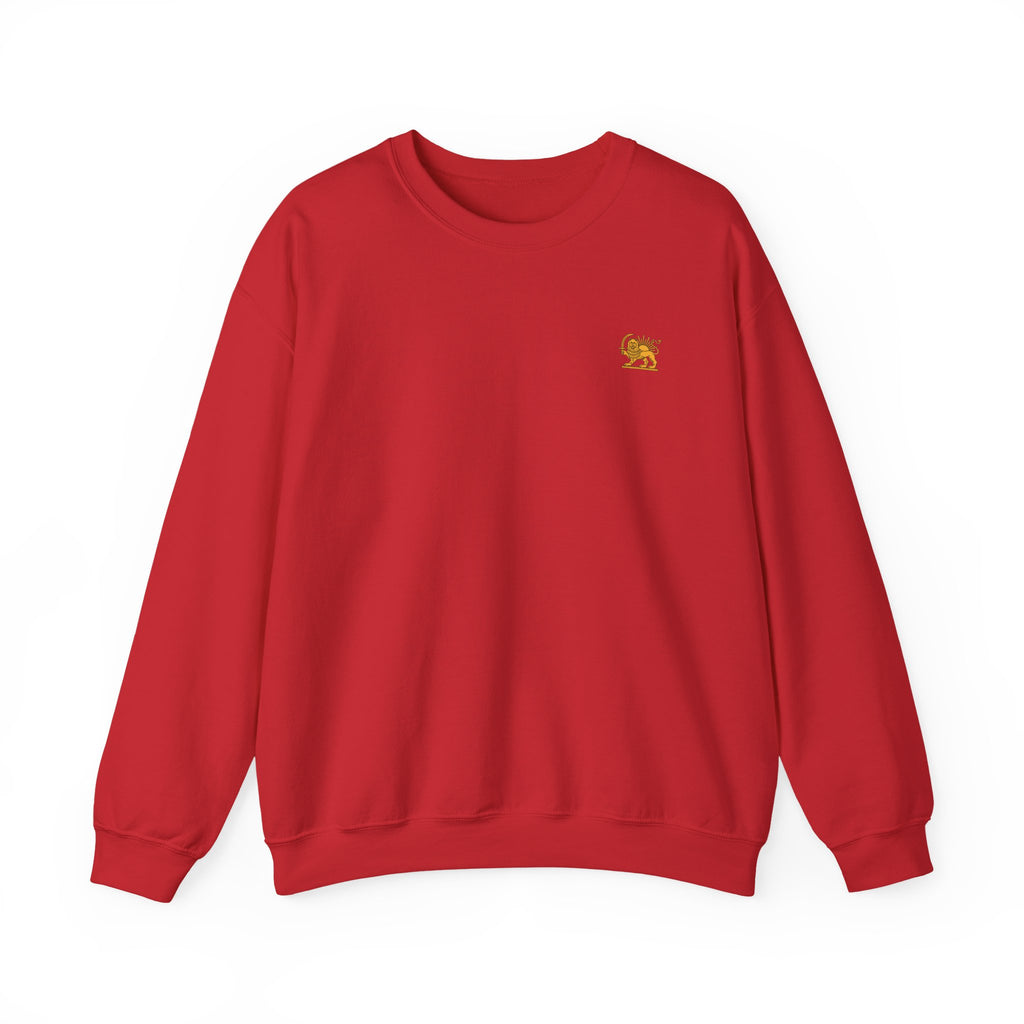 Crewneck Sweatshirt — Small Golden Lion Embroidered Chest Logo