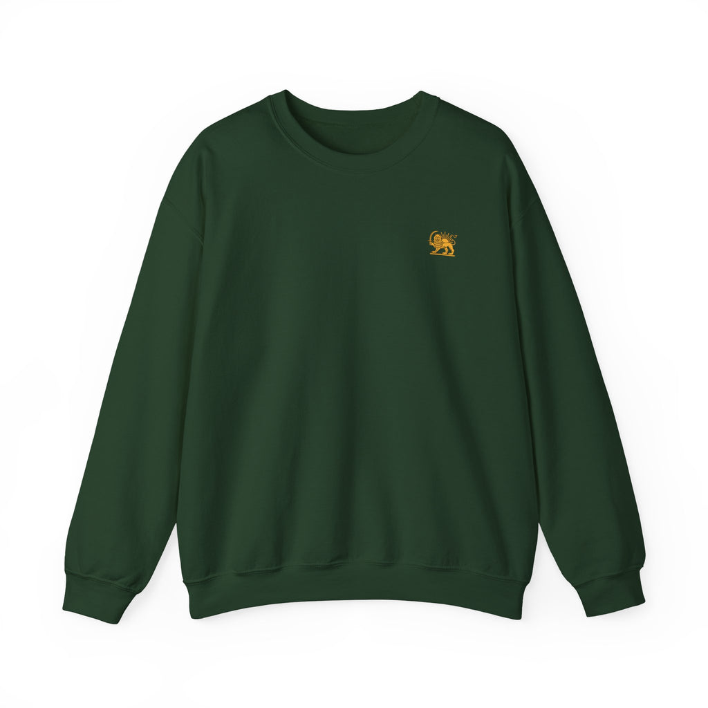 Crewneck Sweatshirt — Small Golden Lion Embroidered Chest Logo