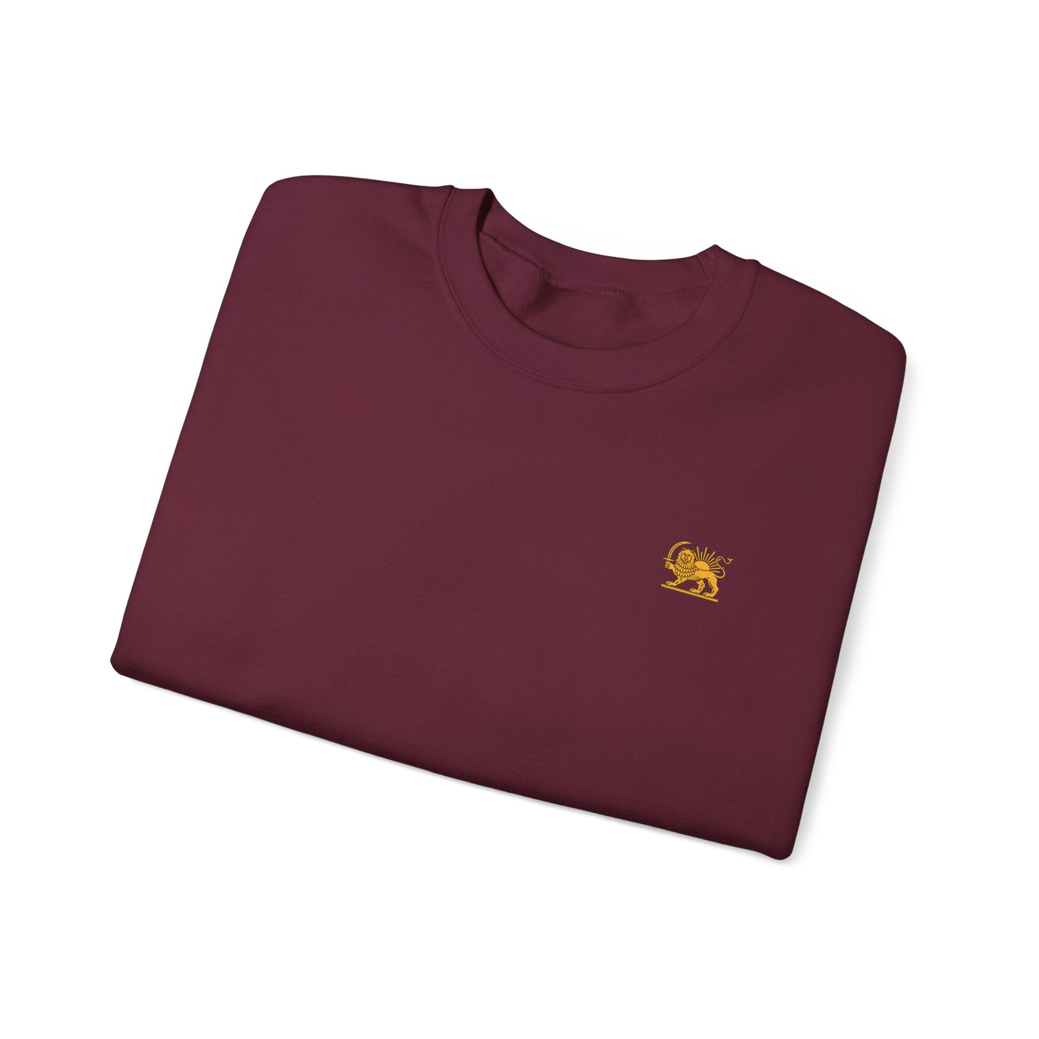 Crewneck Sweatshirt — Small Golden Lion Embroidered Chest Logo