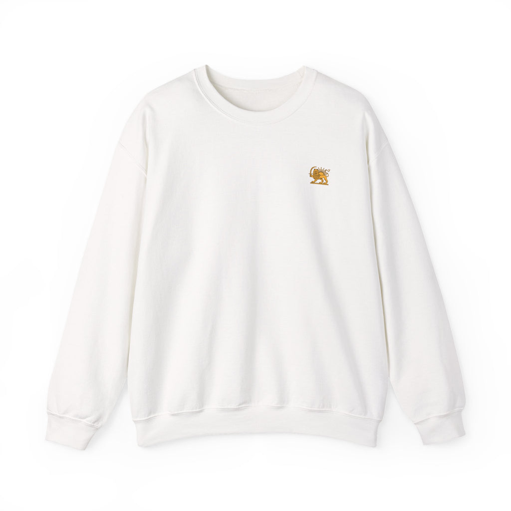 Crewneck Sweatshirt — Small Golden Lion Embroidered Chest Logo