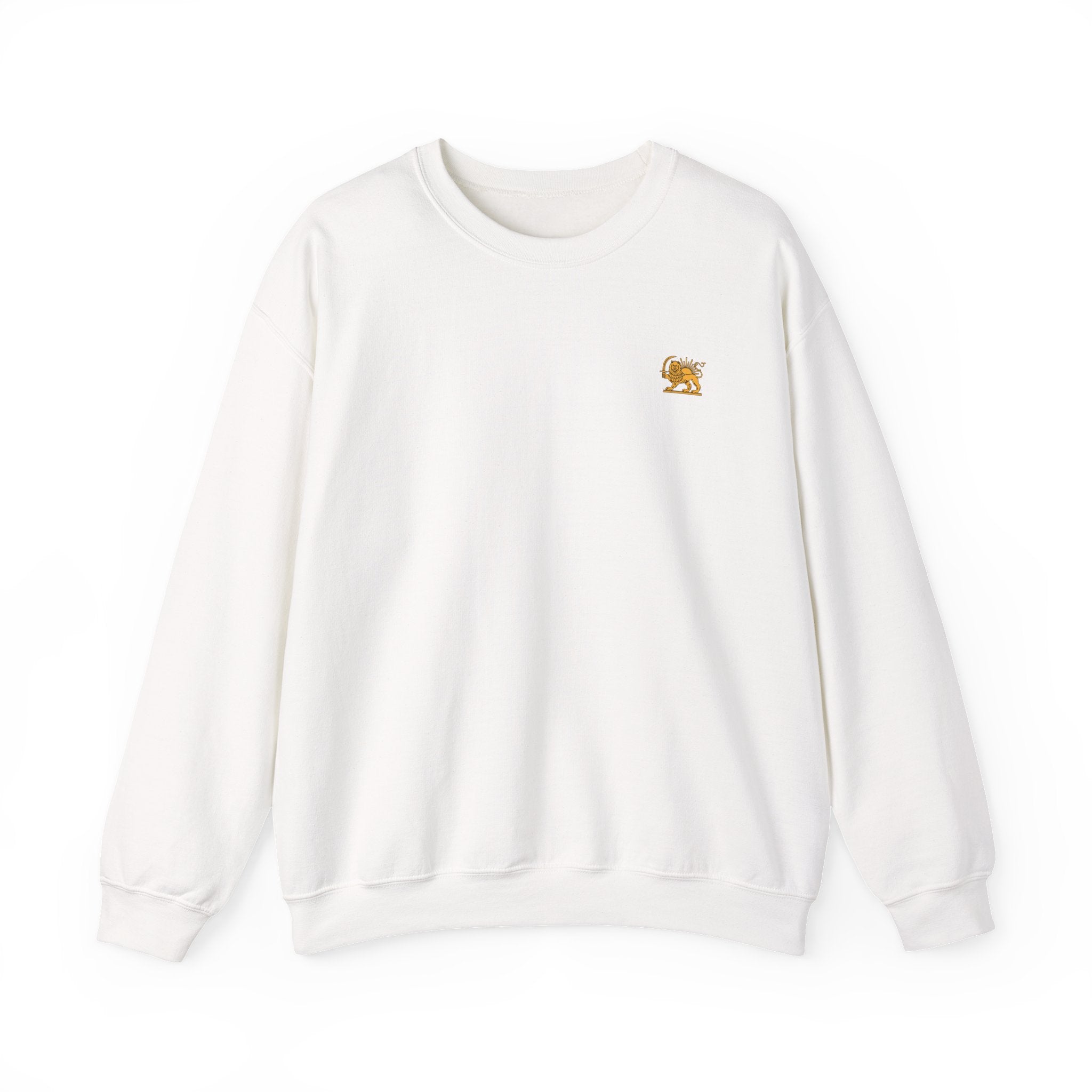 Crewneck Sweatshirt — Small Golden Lion Embroidered Chest Logo