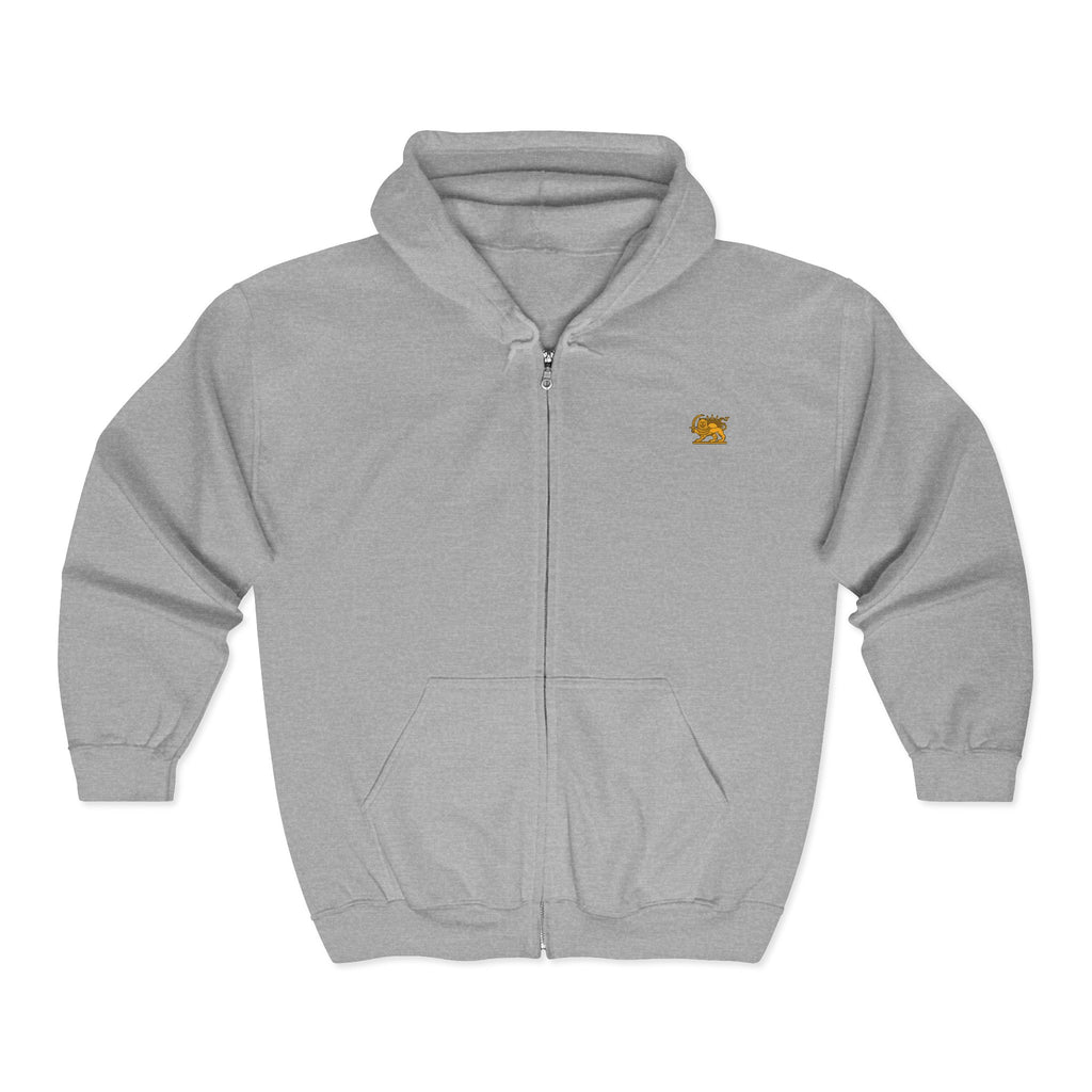 Zip Hoodie with Small Gold Lion Embroidery – Classic Casual Zip-Up