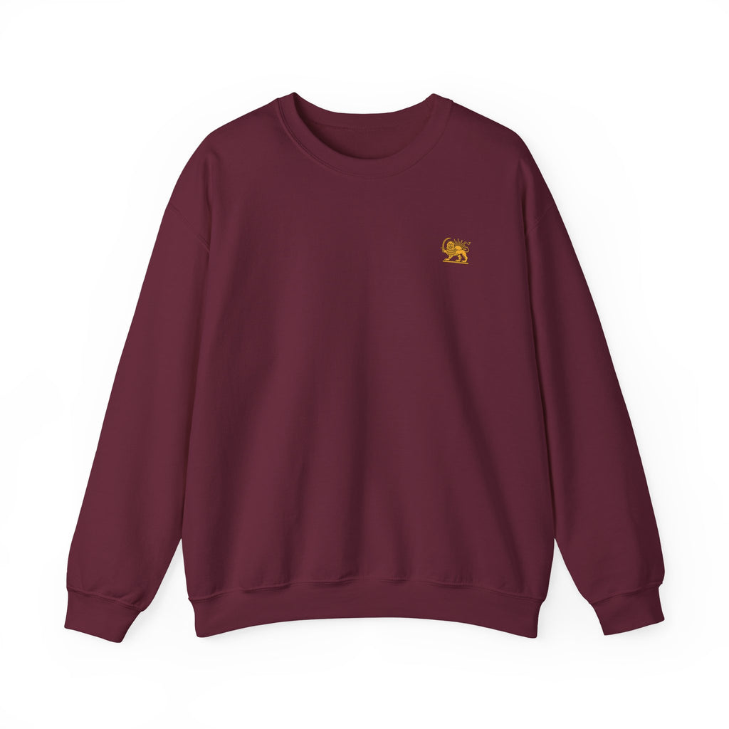 Crewneck Sweatshirt — Small Golden Lion Embroidered Chest Logo