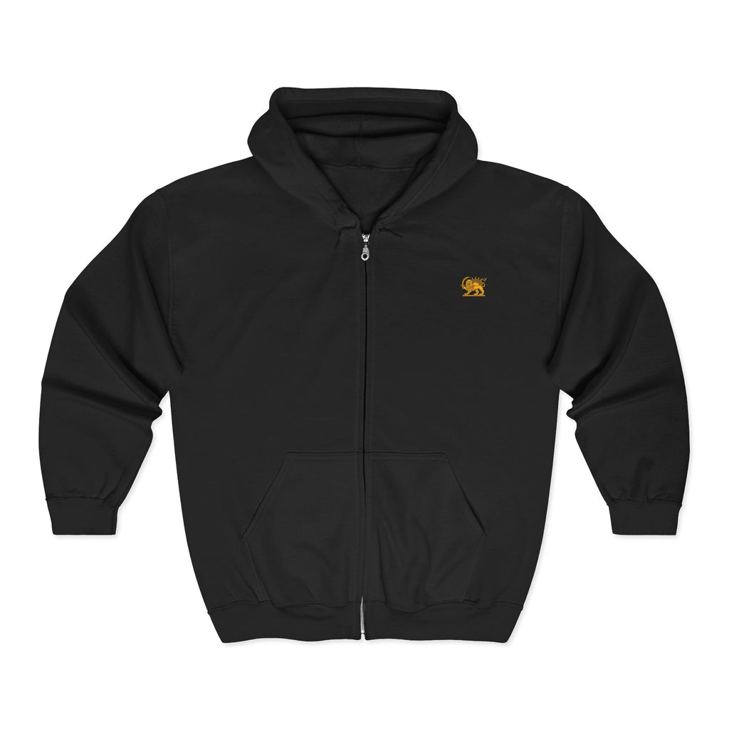 Zip Hoodie with Small Gold Lion Embroidery – Classic Casual Zip-Up
