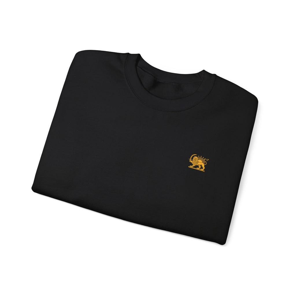 Crewneck Sweatshirt — Small Golden Lion Embroidered Chest Logo