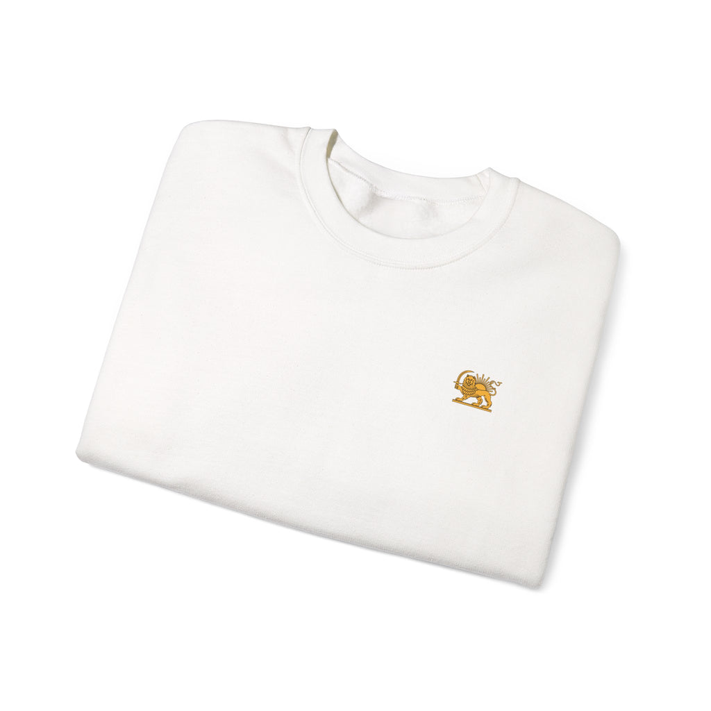 Crewneck Sweatshirt — Small Golden Lion Embroidered Chest Logo